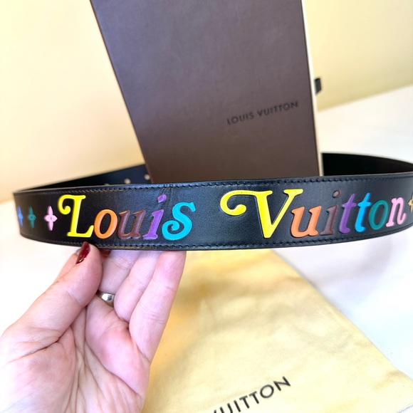 Louis Vuitton Monogram New Wave Black Leather Belt GHW 31.75”-35.75” Box Bag COA - Picture 9 of 12